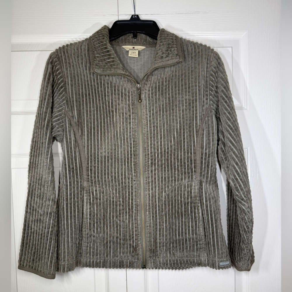 Woolrich Women’s Jacket Small Olive Green Cotton Corduroy Full Zip Small Petite